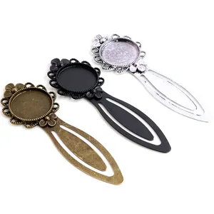 Новая мода 2 шт 20 мм Внутренний размер Античная Посеребренная бронза черный винтажный цветок ручной работы Закладка кабошон базовая Камея Установка