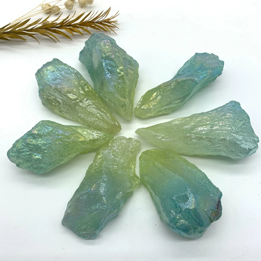 

Natural Crystal Raw Healing Stone Blue Yellow Electroplate Quartz Specimens Rough Collectibles Raw Gemstone Healing Stones
