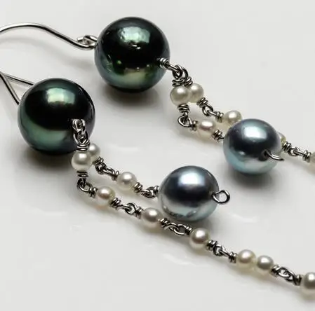 Бесплатная доставка 8 мм Разноцветные серьги капельки из настоящего жемчуга