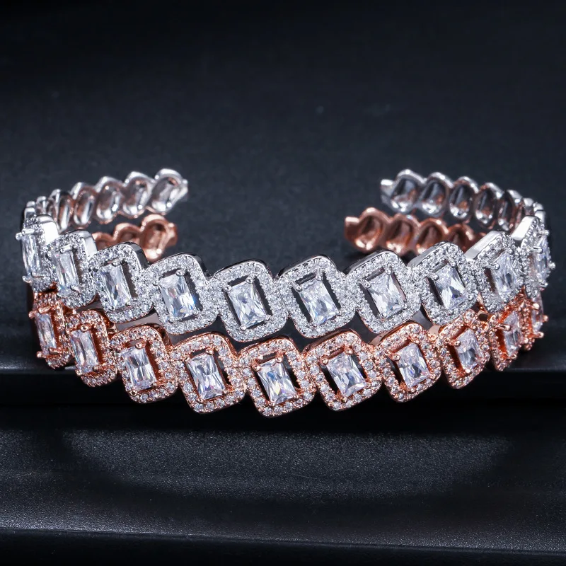 

Hot Selling Fashion Creative Hand Ornaments Luxury Shiny Crystal for Women's jewelry Open-ended Bracelet
