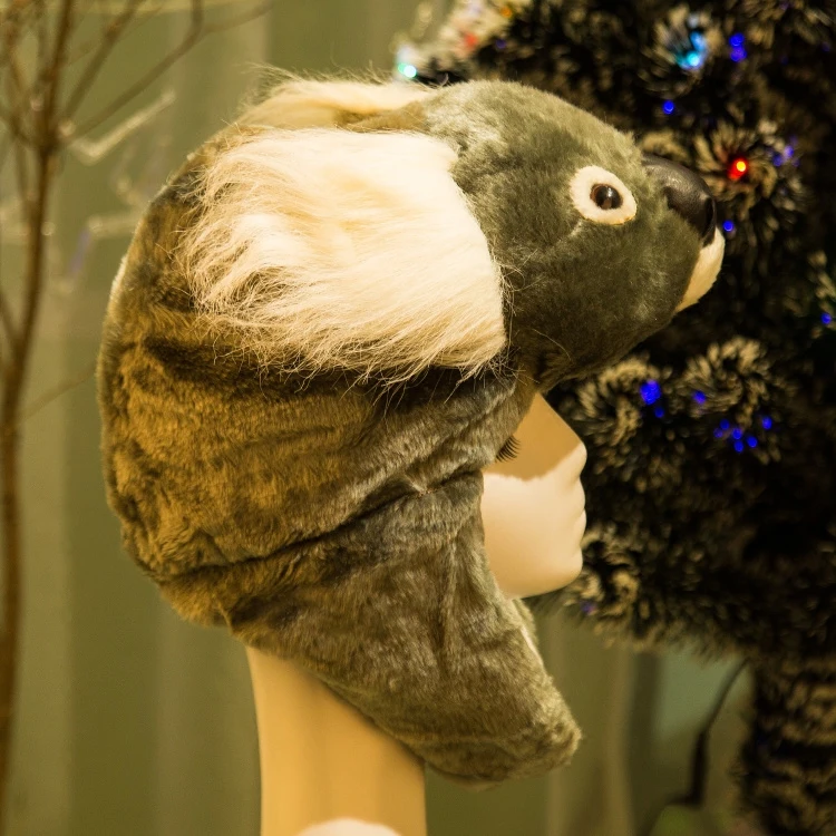 

Candice guo! super cute plush toy lovely animal gray koala soft head hat Photo Props activity show birthday Christmas gift 1pc