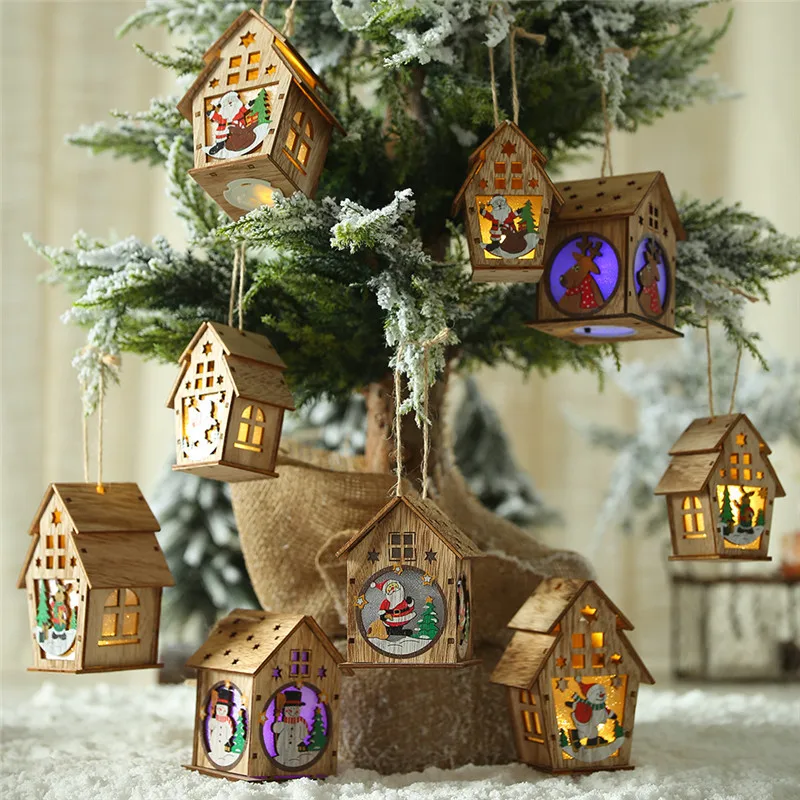 

Christmas House Christmas Tree Decoration Small Pendant Night Light with Light DIY Assembly Ornaments Glow Festive Carnival 2022