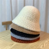 7 colors fluffy bucket hats women dome all match elegant outdoors sun hat windproof warm casual caps autumn winter 54 59cm