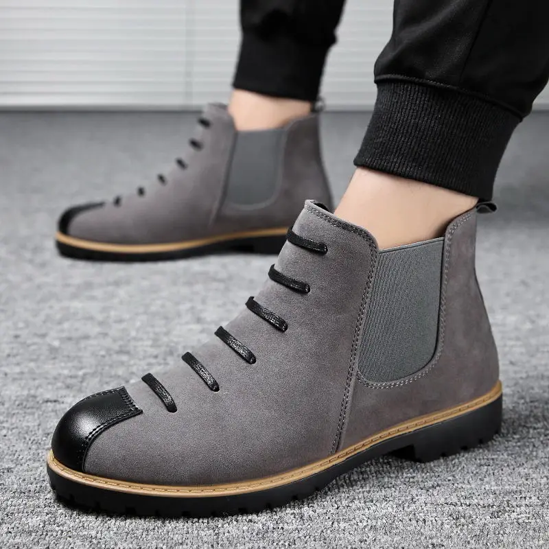 

Autumn Shoes Mens Chelsea Boots Casual Faux Suede Shoes Demi-Season Men's Leather Winter Boots Plush Sneakers Male Fashion Shoes
