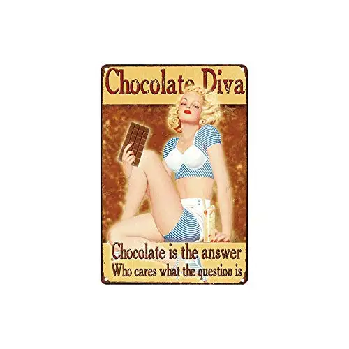 

Chocolate Diva 8x12 Inch Metal Tin Wall Decor Home Bar Tin Sign Decor