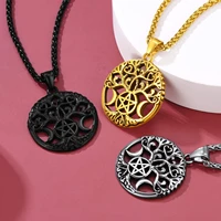 2021 new european and american punk style tree of life necklace moon pentagram pattern hip hop necklace wholesale