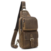 maheu men leather chest bag vintage fashion crazy horse leather chest pack anti theft outdoor sport bag rider chest bag for men