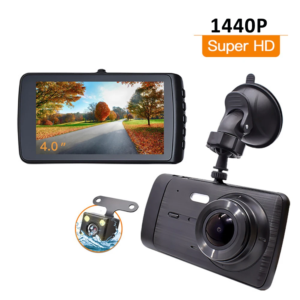 

Автомобильный видеорегистратор 2K Full HD 1440P с двумя объективами, видеорегистратор заднего вида, автомобильная камера, парковочный монитор, де...