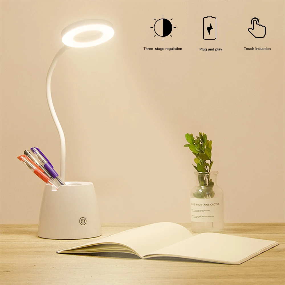 

Multifunctional LED Touch Desk Lamp USB Rechargeable Bedroom Table Light Touch Dimming Adjustment Table Lamp Bedroom Living Room