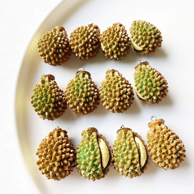 

10Pcs Simulation Miniature Durian With Hook Resin Cabochon 3D Fruit Decoration Crafts DIY Jewelry Pendants Accessories Scrapbook