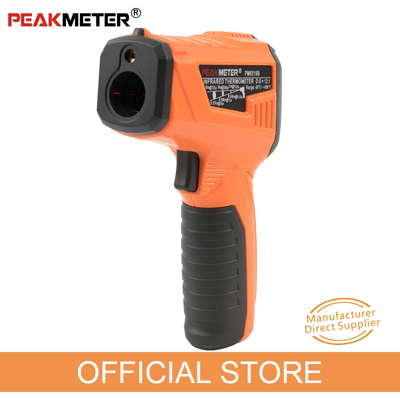 Лазерный цифровой инфракрасный термометр PEAKMETER PM6519B с ЖК-дисплеем измеритель