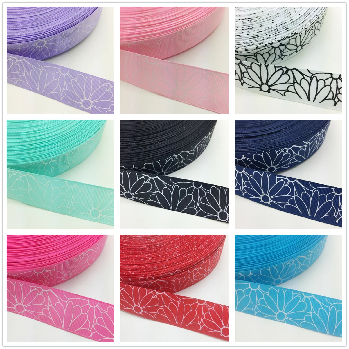 NEW DIY 5 Yards 1'' 25mm Solid Color Printed Grosgrain Ribbon Hair Bow Sewing | Дом и сад