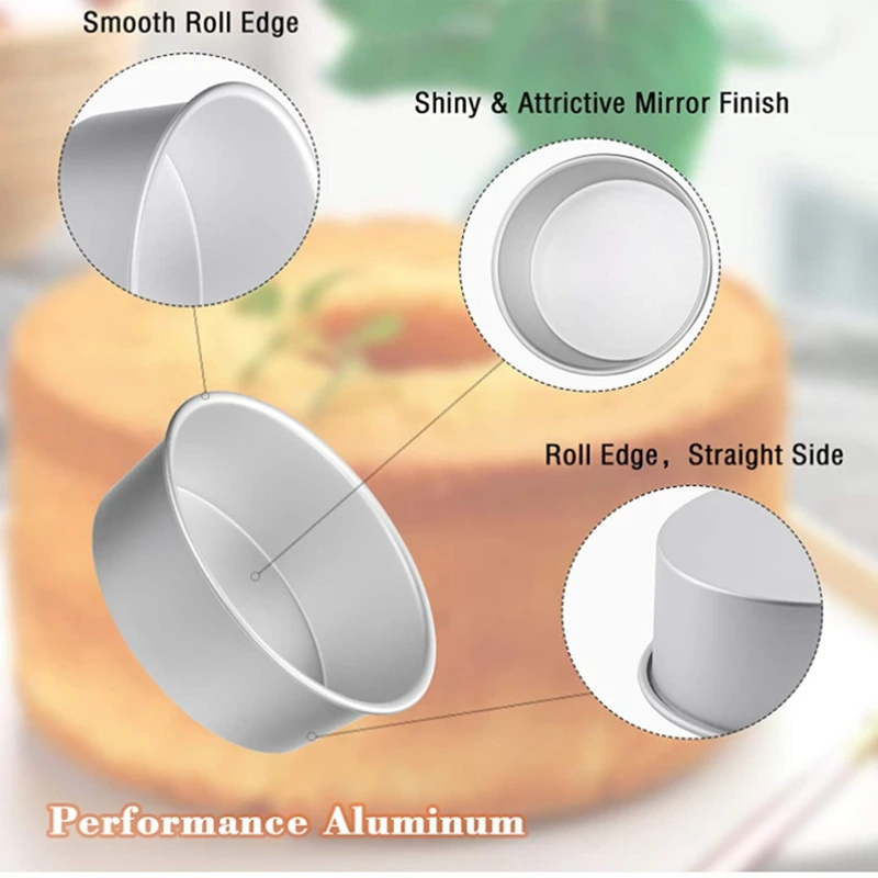 

3Pcs Cake Pan Set,Nonstick Leakproof Round Cake Mold with Removable Base for Cake Baking Birthday(4 Inch 7 Inch 8 Inch
