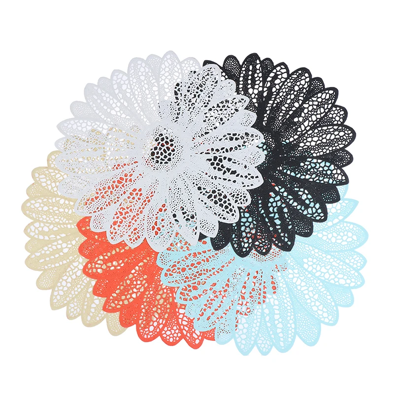 

Hollow Flower Placemat Christmas Simulation PVC Table Mat No slip Insulation Pad