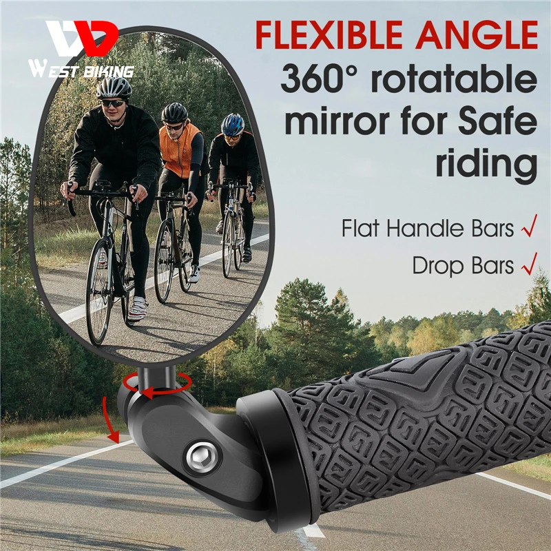 

WEST BIKING Bicycle Rear View Mirror Wide Angle 360 Rotating Adjustable Handlebar Mirror MTB Road Bike Cycling Rear View Mirror