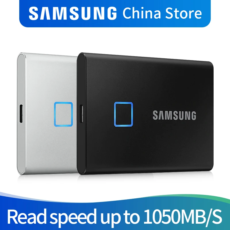 Samsung T7 сенсорный SSD 2 ТБ 1 500 Гб USB3.2 Распознавание отпечатков пальцев