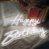 neon light sign custom happy birthday lamp illuminate party wall art letter logo design home bar led light personalized signs