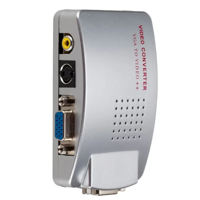 

VGA to RCA Switch Box, PC to TV AV Monitor Composite S Video Converter Adapter D08A