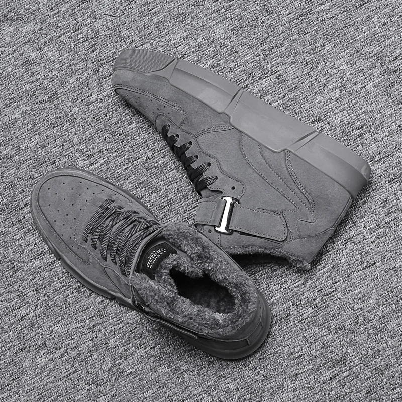 

Winter Plush Warm Fashion Sneakers Men's High Help Casual Shoes Comfortable Non-slip Shoes Brand High Top Trend Suede Men Shoes