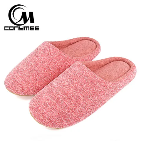 BX-RCS Pink Обувь на плоской подошве; женские домашние тапочки; мягкая плюшевая хлопковая обувь; полосатые тапочки для спальни; зимние женские пушистые Тапочки Большой размер меховые тапочки мужчины женщины противоскользящие обувь - Цвет: BX-RCS Pink