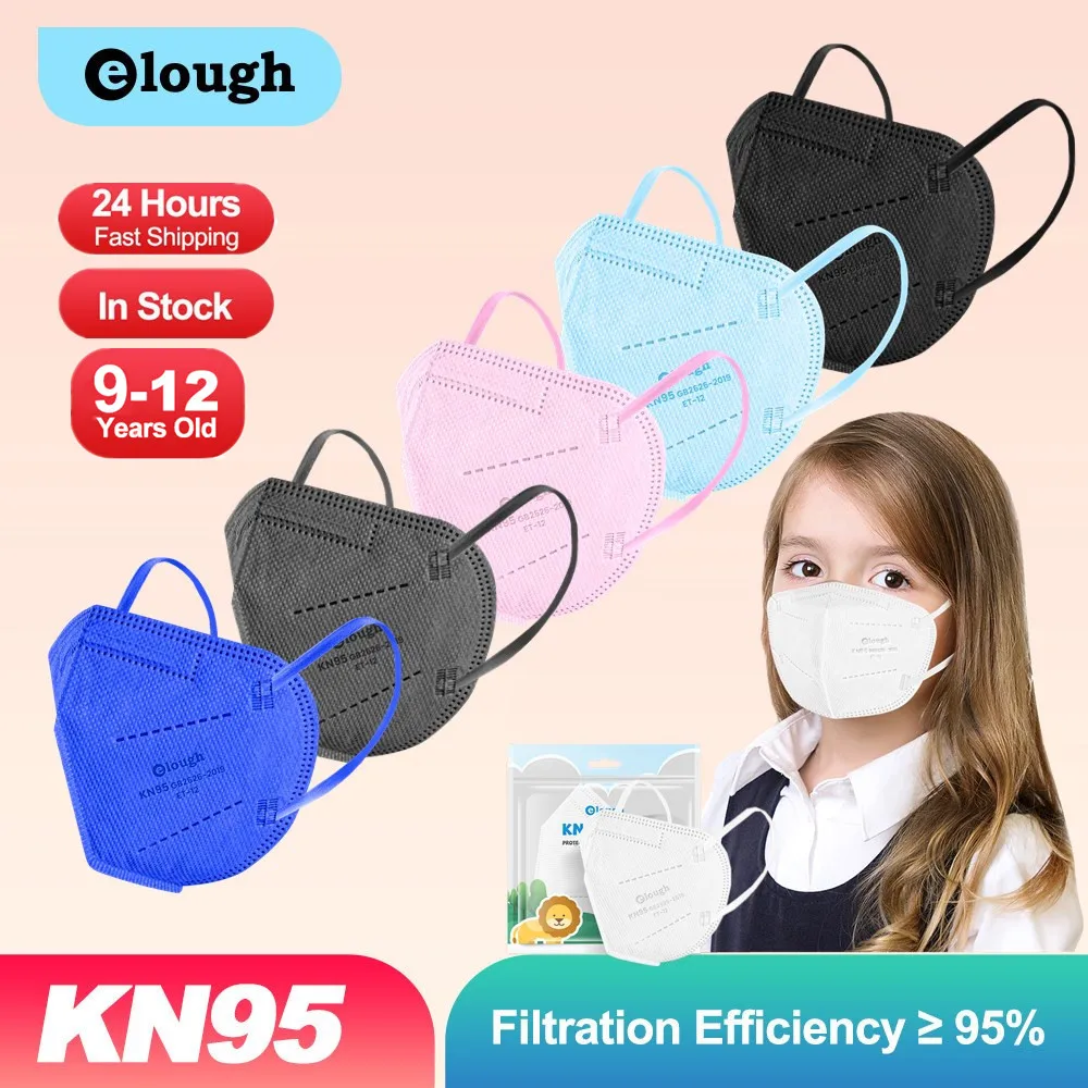 Elough Mascarillas FFP2 дети de 9 a 12 4 слоев одобренные Детские FPP2 маски FFP 2 цветные KN95 детская