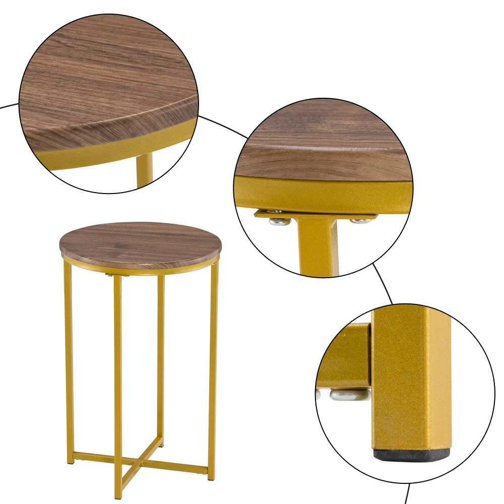 

40.5 X 40.5 X 61cm Simple Cross Foot Single Layer Wood Grain Round Edge Several 40.5 Round Gold