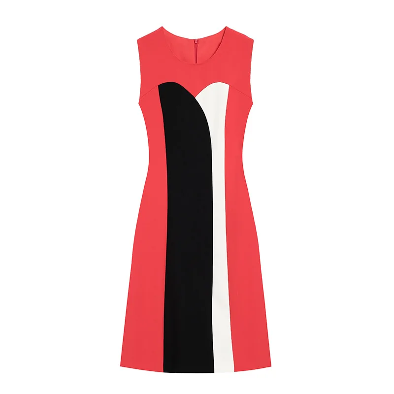 

Women dress Slim Summer dress sleeveless High waist O-Neck Straight dress Women CYM042