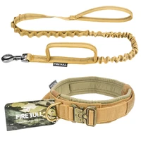 tactical dog collar and leash set adjustable durable big dog collars leashes hunting training for medium large dogs accessories