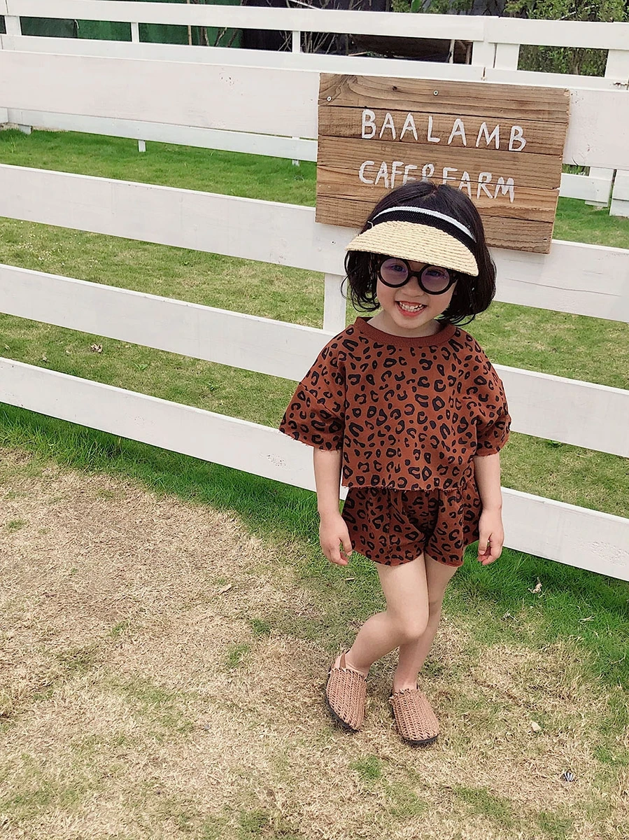 2 шт. Детские леопардовые комплекты с рукавом летучая мышь | Мать и ребенок