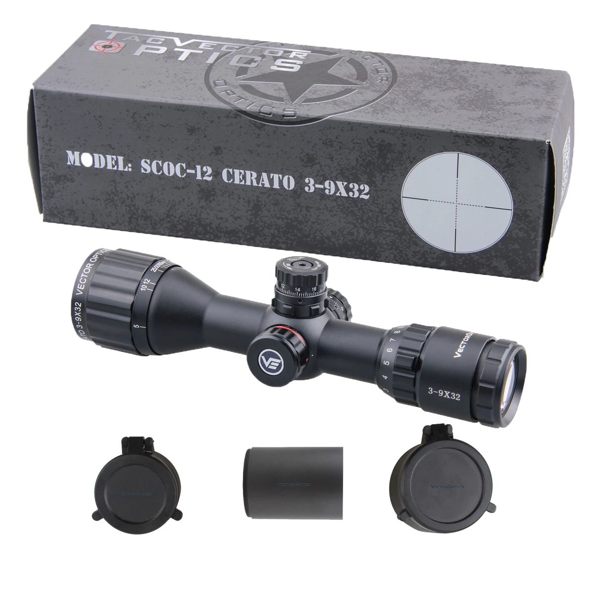 Векторная оптика Cerato 3-9x32 AOE компактный прицел объективный объектив фокусировка освещение револьверный замок Воздушный прицел