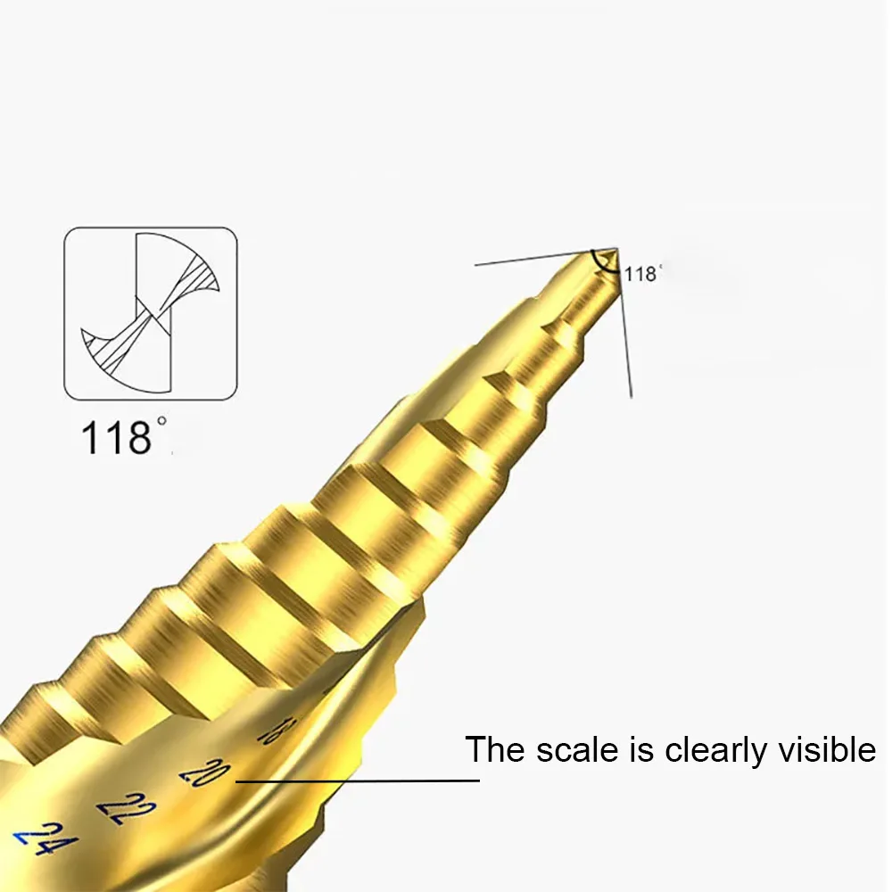 3PCS HSS Straight Groove Step Drill Bit 4-32/4-20/4-12mm Titanium Coated Wood Metal Hole Cutter Core Tapered Drilling Power Tool |