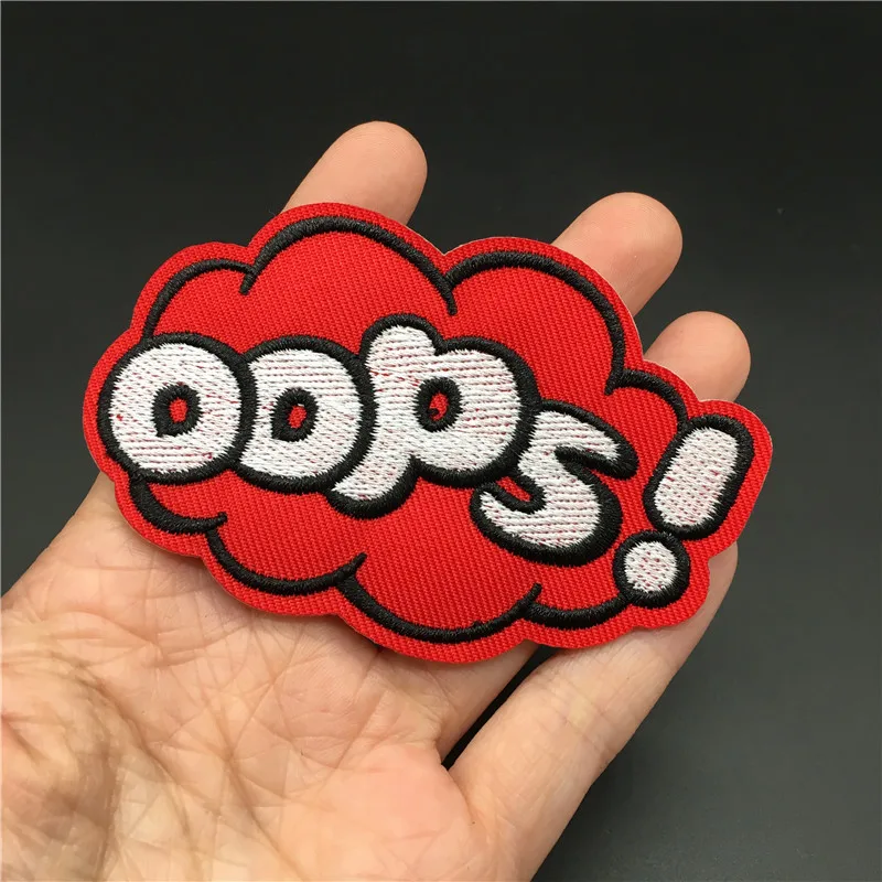 OOPS! Kleidung Aufkleber Größe: 8,3x5,3 cm Stickerei Patch Eisen auf Streifen für Kleidung DIY Abzeichen Nähen Applique Dekoration – Detail 3