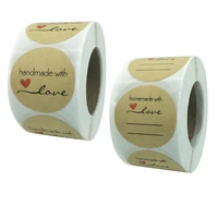 500pcsroll cute kraft paper handmade with love stickers 3 8cm decoration label stationery sticker