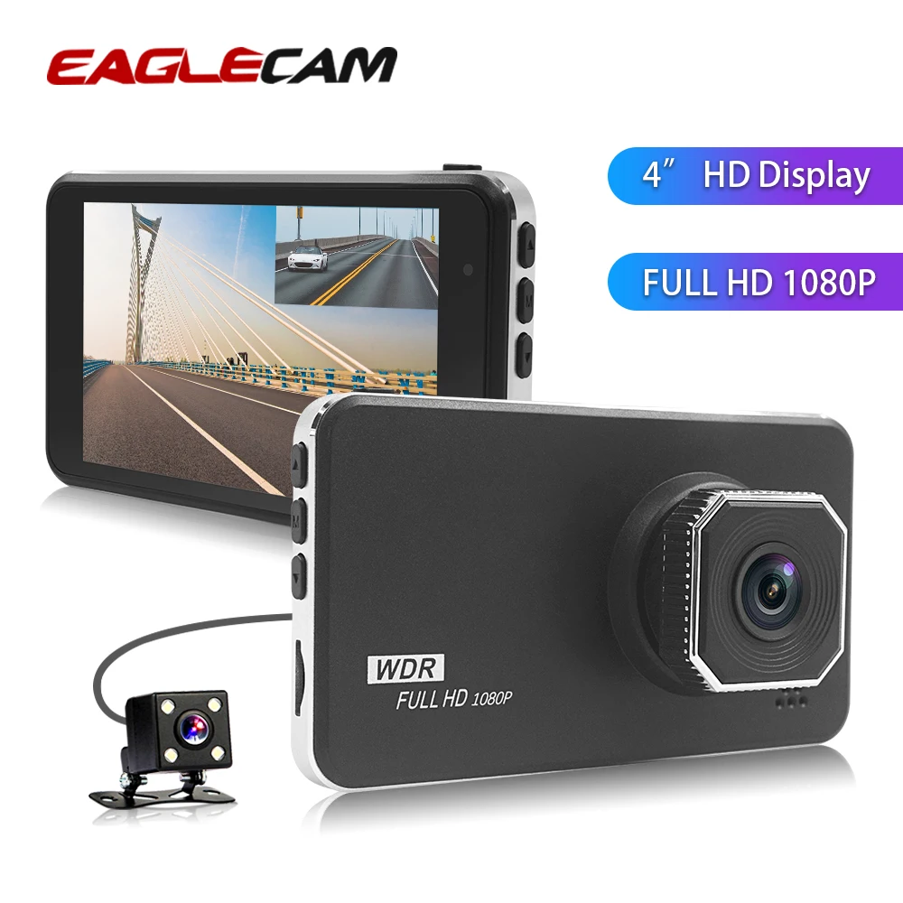 Видеорегистратор FHD 1080P 4 дюйма двойной объектив с камерой заднего вида угол