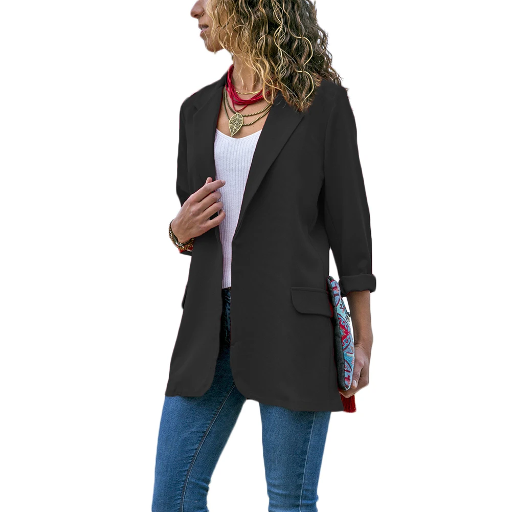 Женский пиджак с длинным рукавом повседневный красного и черного цвета