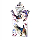 Банное полотенце с капюшоном и принтом животных, банный халат, уличная пляжное полотенце-пончо с капюшоном для взрослых, пончо, банный халат, плавательный плащ