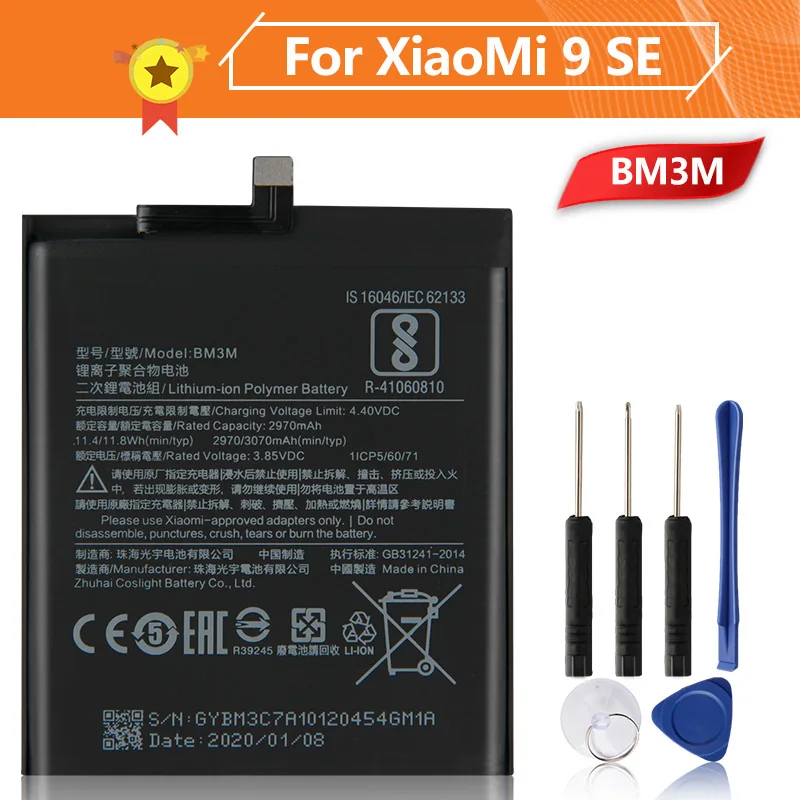 

BM3M Phone Battery For Xiaomi Mi9 SE Xiao Mi Mi9SE 3070mAh BM3M Replacement Battery + Tool