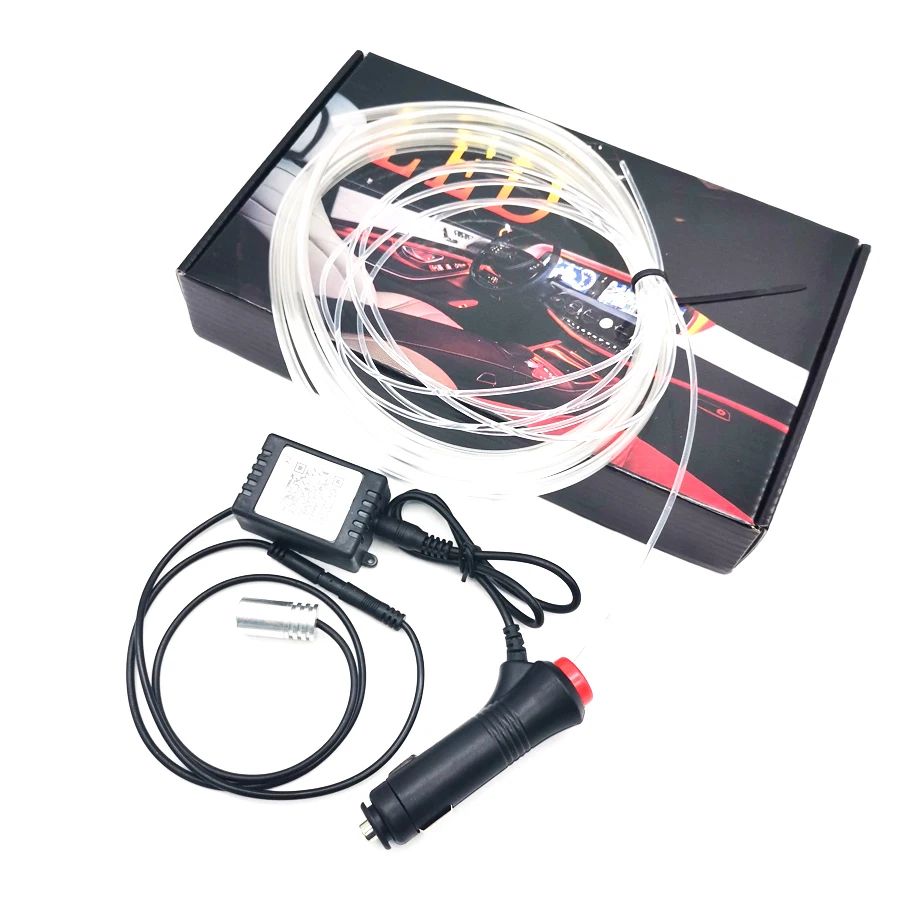 

Car cigarette lighter atmosphere light strip, RGB, 2 meters optical fiber guide strip