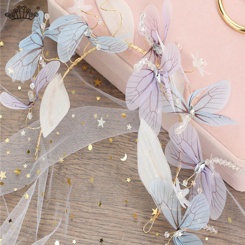 Headbands For Women Handmade Weave Butterfly Crystal Tiaras Hairbands Bride Wedding Hair Accessories