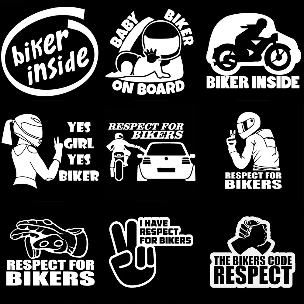 

Interesting Car Stickers KK Vinyl Respect for Bikers Sticker and Auto Door Handle Decals Accessories 15*11cm
