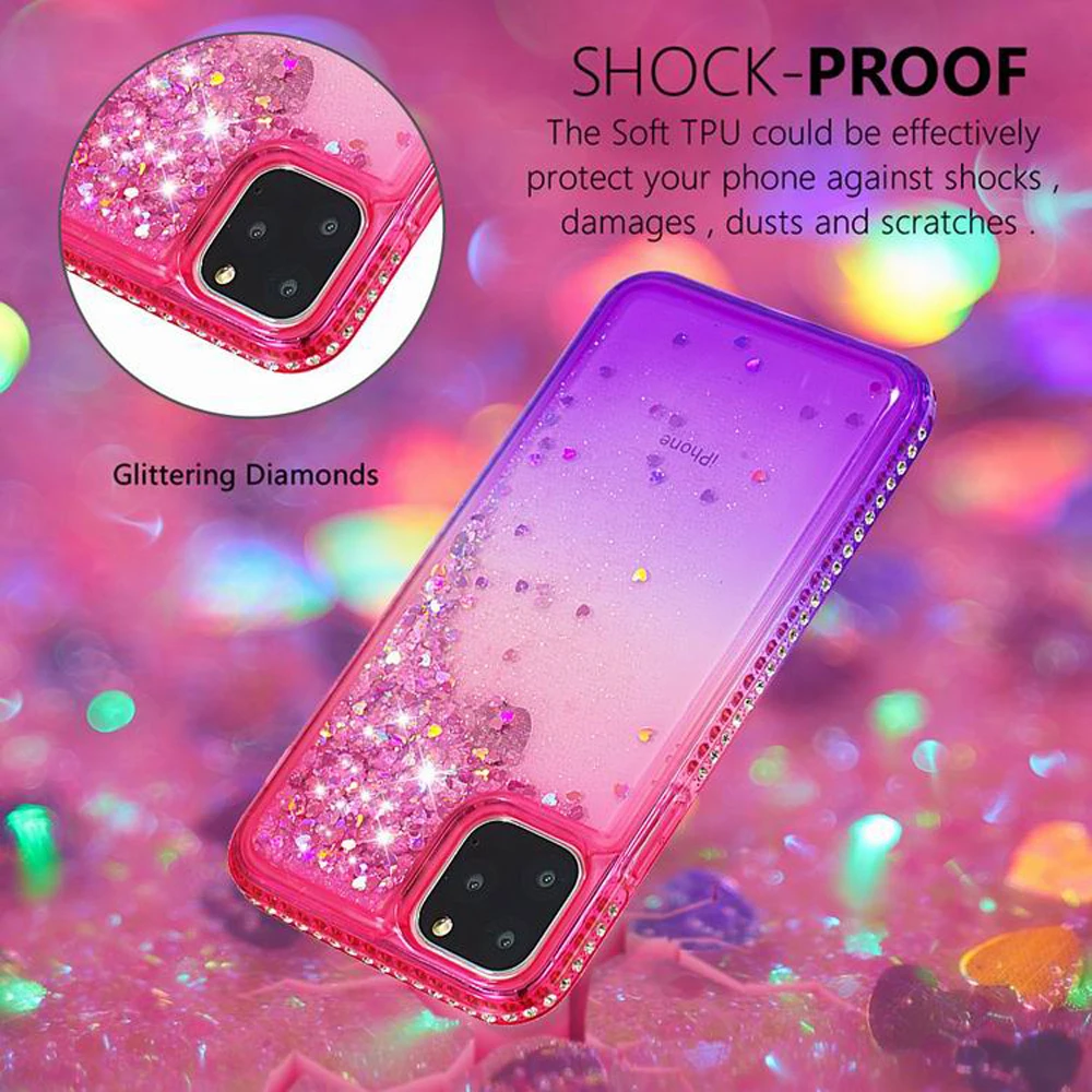 Для iphone 11 прозрачный блестящий Блестящий силиконовый чехол с блестками для Pro Max