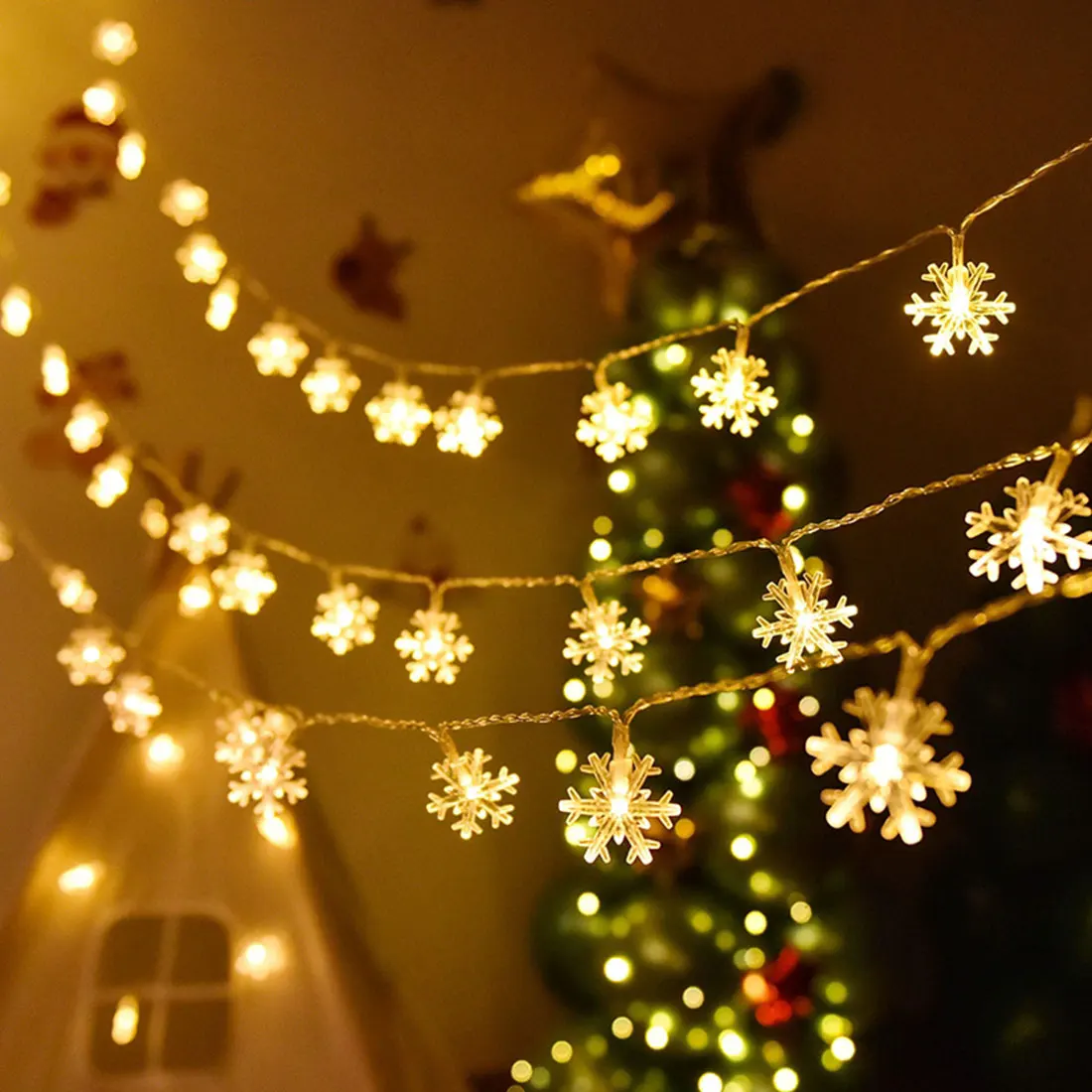 

2M Snowflake Santa Claus LED Garland String Lights Merry Christmas Decoration for Home Xmas Tree Ornament Navidad Natal New Year
