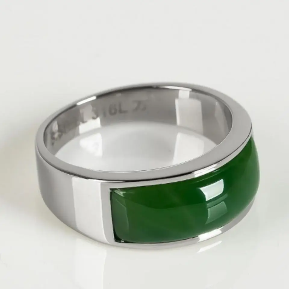 Anillo de jade de piedra de la suerte para hombre y mujer, anillo de jade verde Real y natural, anillo de pareja de Plata de Ley 925, joyería para hombre y mujer