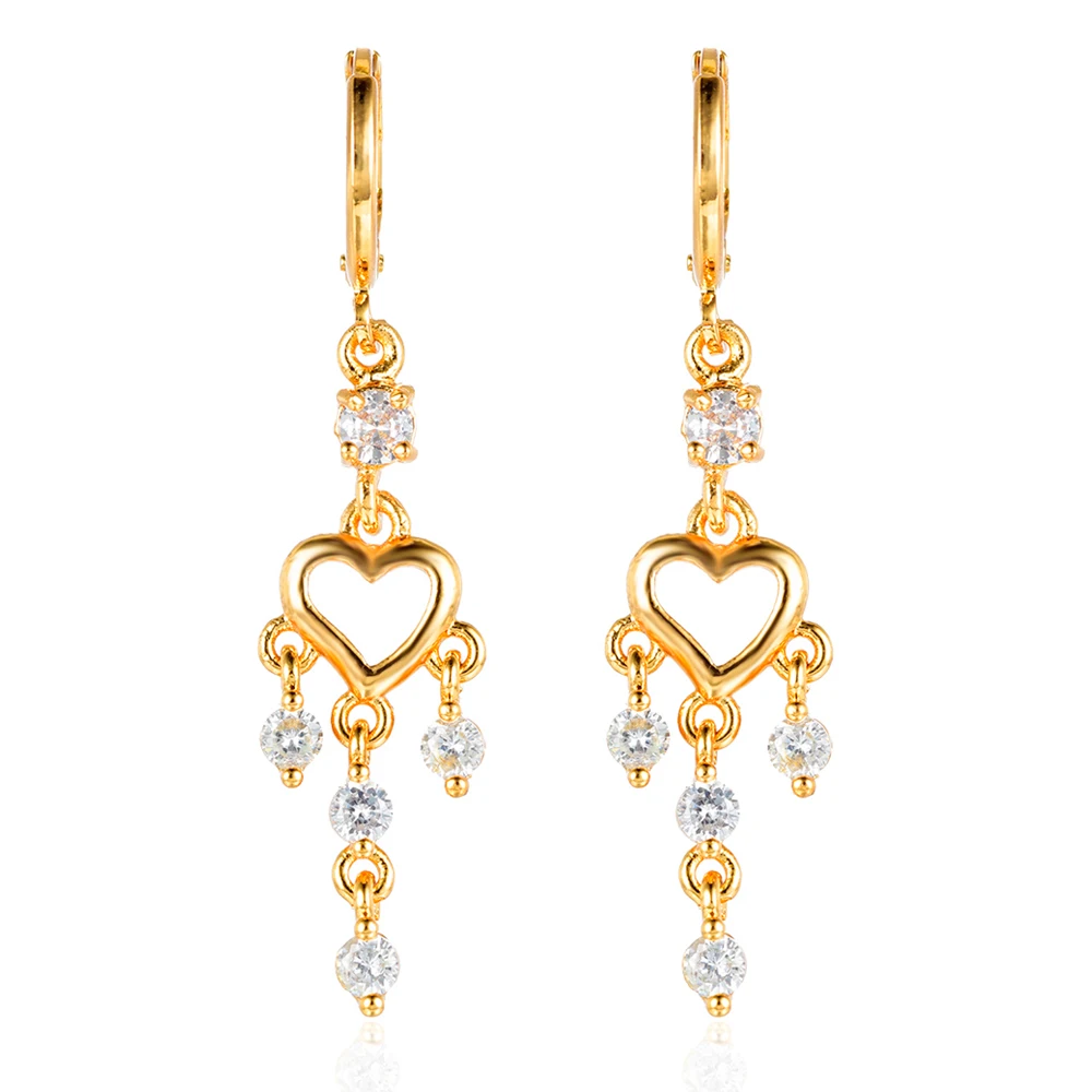 Модные длинные висячие серьги золотого цвета с кубическим цирконием в форме