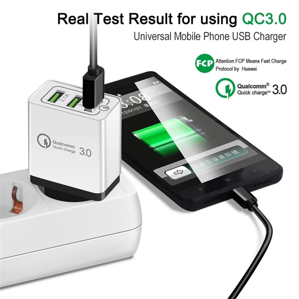 Быстрое зарядное устройство USB 5 в 2 4 А QC3.0 быстрое для iPhone Samsung Xiaomi 3 USB|Зарядные