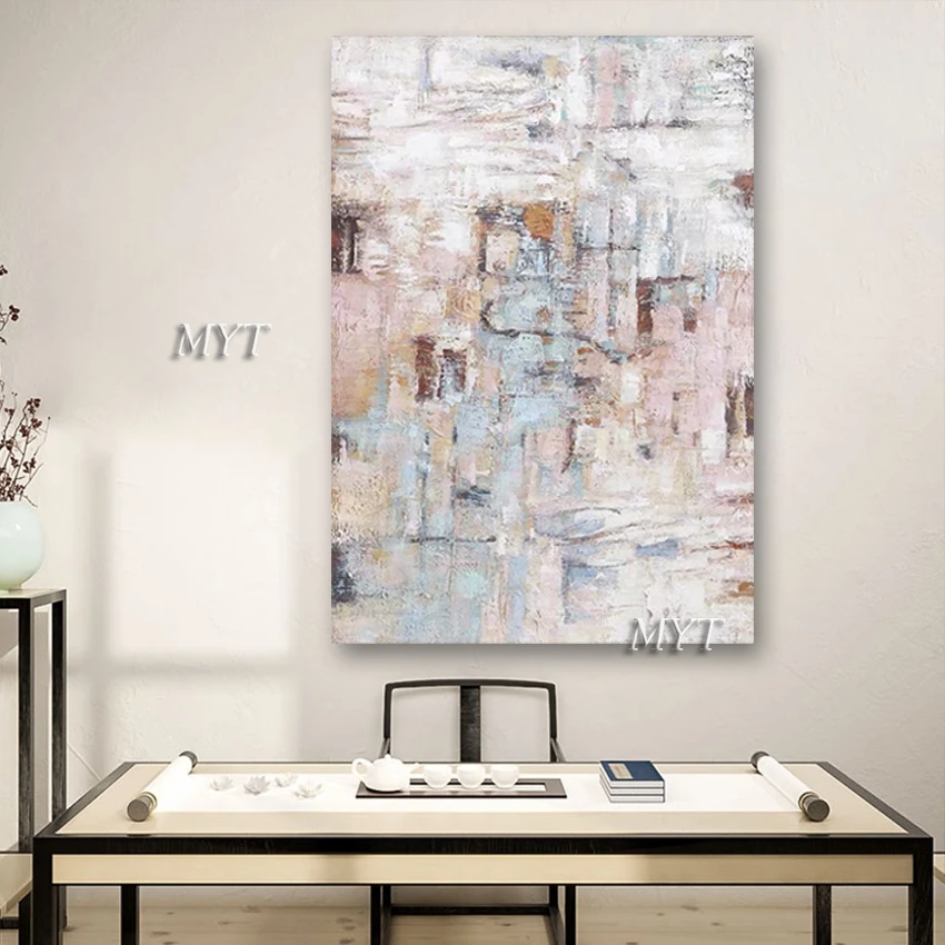 Абстрактная простая картина маслом без рамы на стену в интерьере дизайн 100%