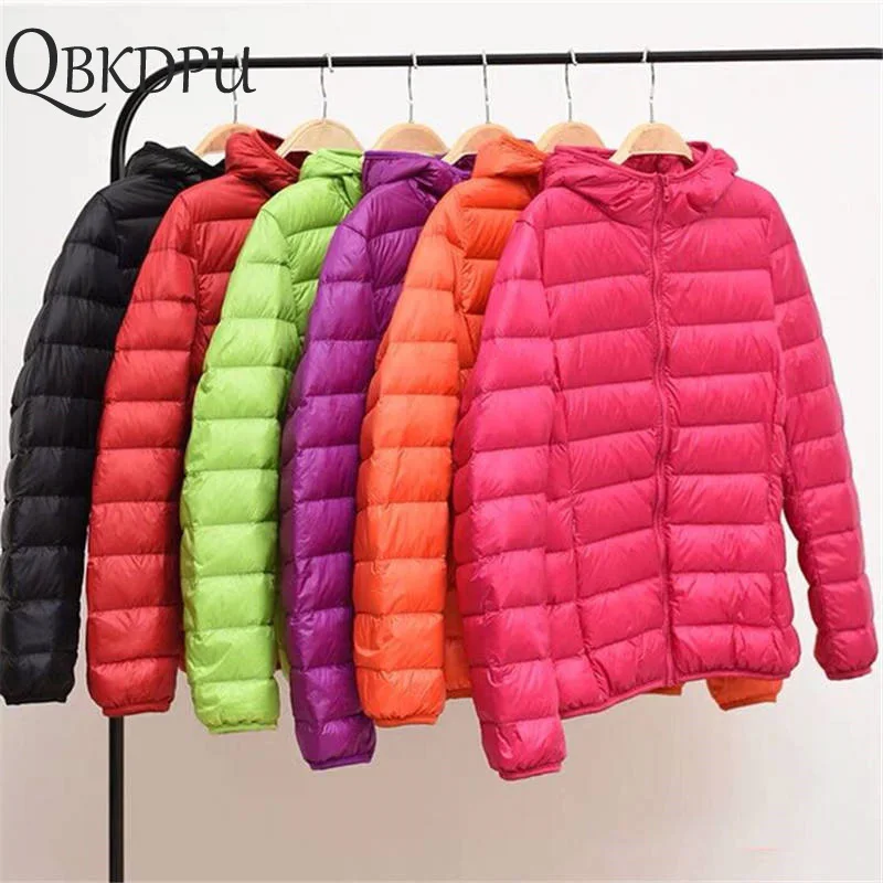 Женское повседневное зимнее пальто большого размера 2019 Новое ультралегкое белое