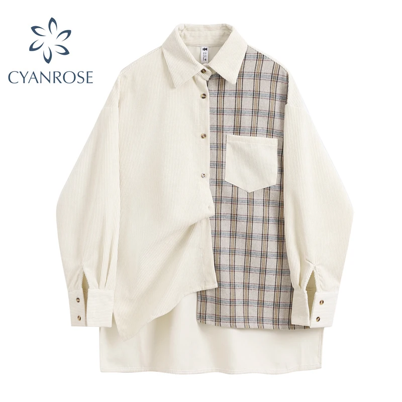 Женская клетчатая блузка в стиле пэчворк осенняя Элегантная Модная Повседневная