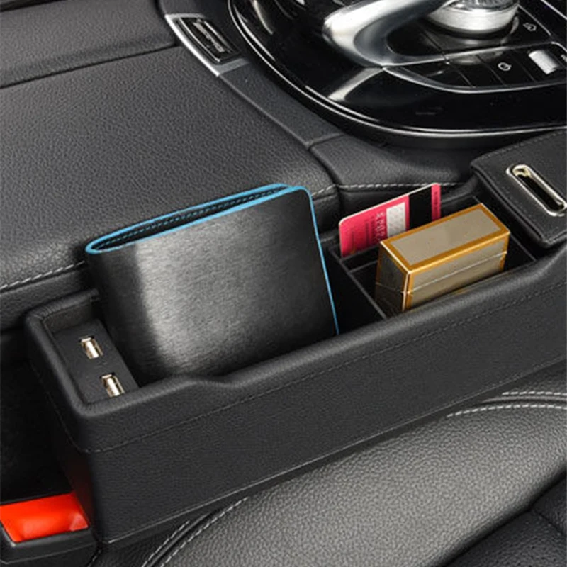 Купить С USB автомобильное сиденье боковой карман органайзер между сиденьями автокресло пространство наполнитель для хранения монет коллектор дер...