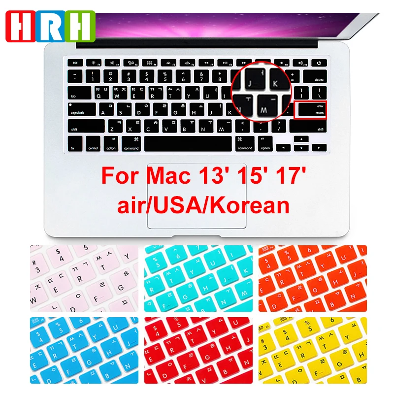 Чехол HRH для клавиатуры с корейским языком Защитная силиконовая пленка MacBook Pro Retina